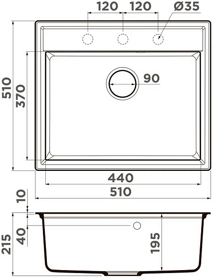 Кухонная мойка OMOIKIRI Daisen 51-PA (4997576)