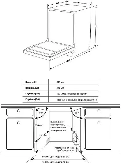 Посудомоечная машина TOSHIBA DW-10B3(B)-RU