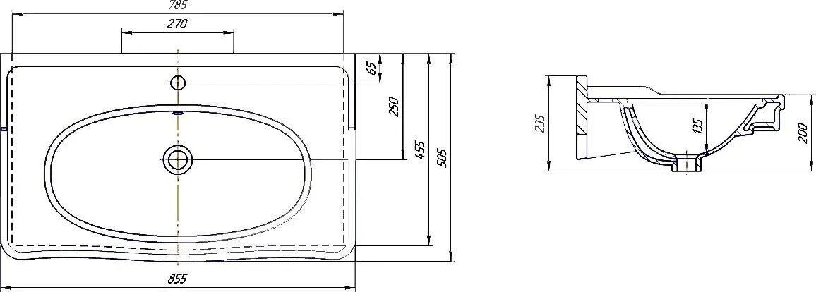 Раковина KIROVIT МОДЕРН 85 см 30588