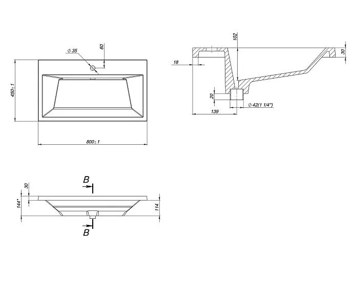 Раковина GROSSMAN БЛИСС-80 см