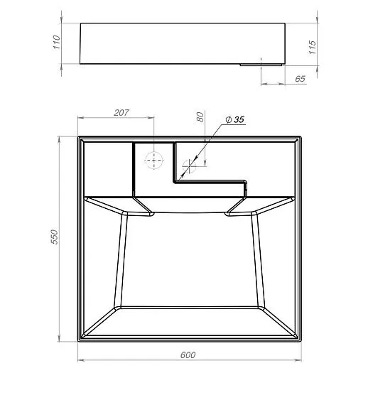 Раковина GROSSMAN LUXOR-60 см черная матовая