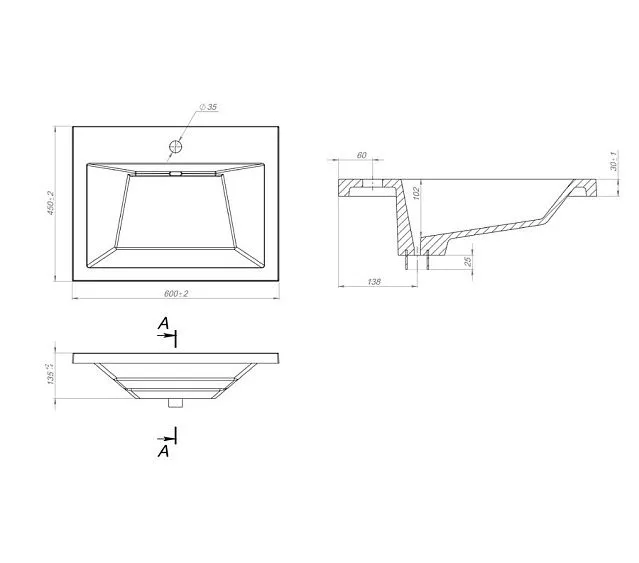 Раковина GROSSMAN БЛИСС-60 см