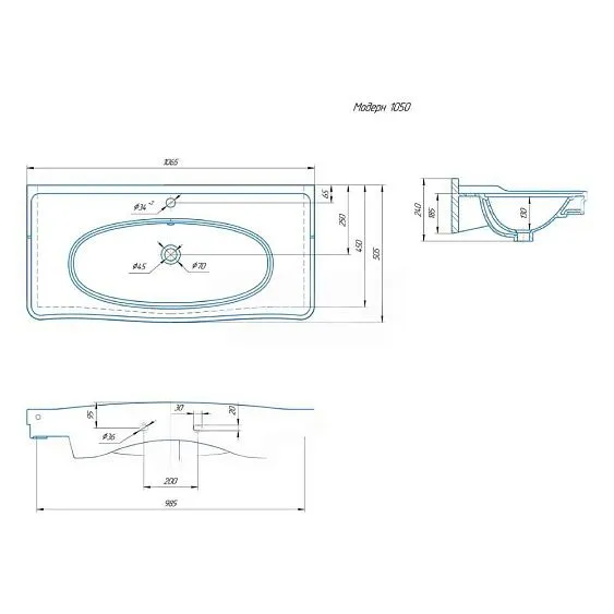 Раковина KIROVIT МОДЕРН 105 см 30105