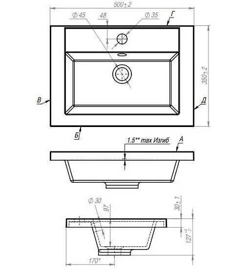 Раковина MADERA ALICE 50 см 4627173210294