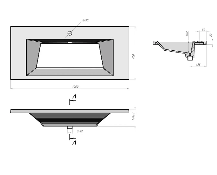 Раковина GROSSMAN БЛИСС-100 см