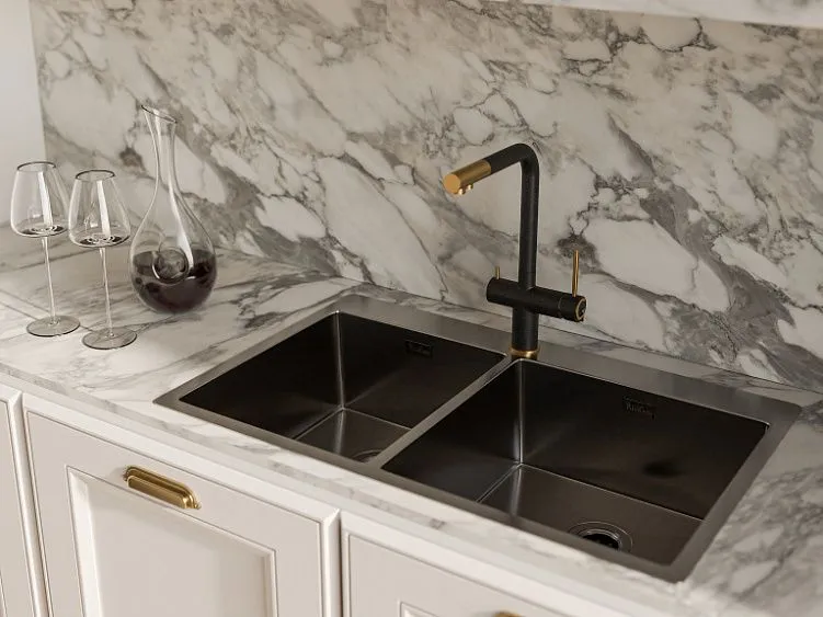 Смеситель RIVELATO Lugano nero oro