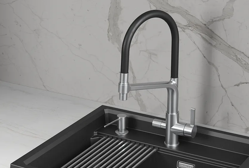 Смеситель GRANULA 5083 нержавеющая сталь