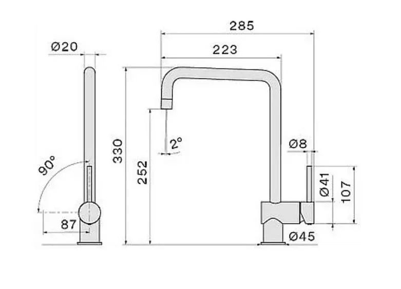 Смеситель FALMEC EASY SQUARE CHROME (MEAS.00#CHF)