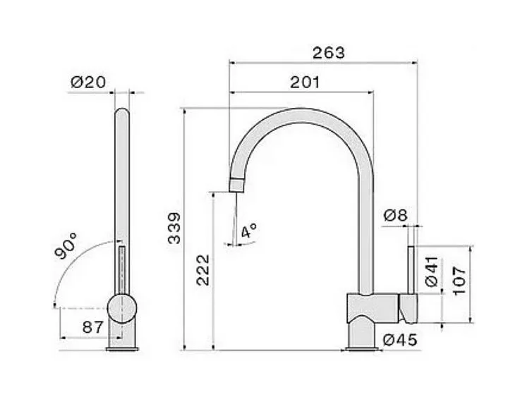 Смеситель FALMEC EASY ROUND CHROME (MEAR.00#CHF)