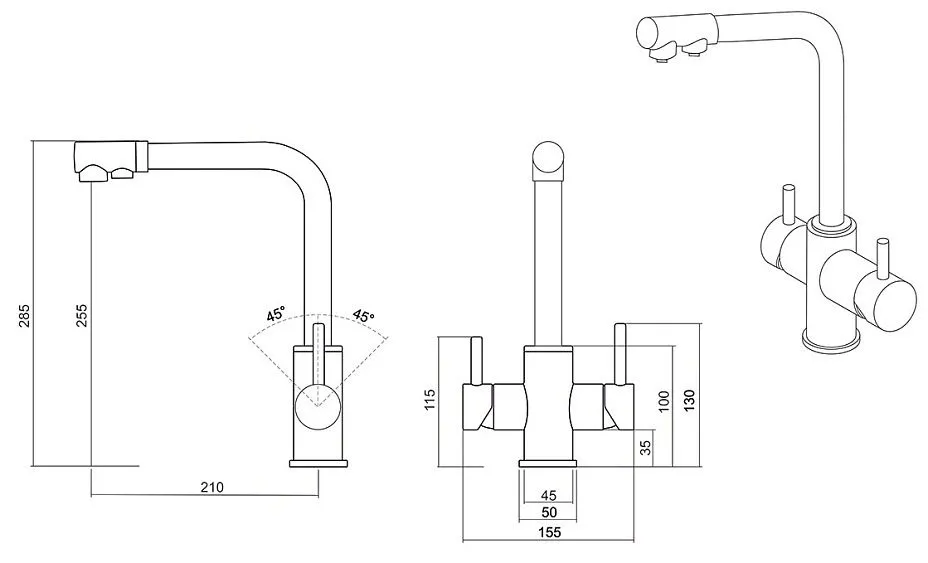 Смеситель OULIN OL-8021 Matt Gold