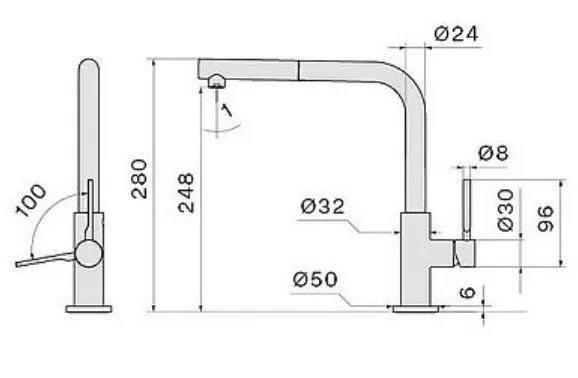 Смеситель FALMEC TREVI CORNER PVD BRUSHED GUN METAL (MTRC.00#PPF)