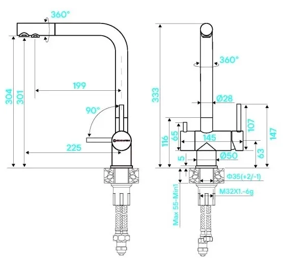 Смеситель KUCHENSTERN FOKUS-F черный