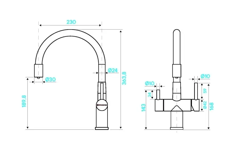 Смеситель KUCHENSTERN WURM-FE черный