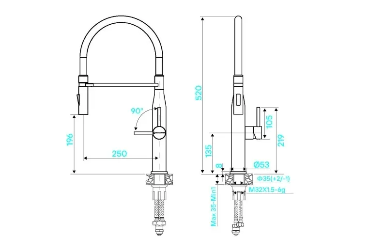Смеситель KUCHENSTERN KERN-E черный