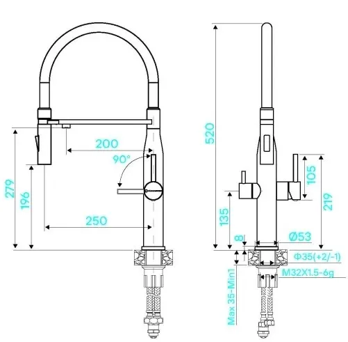 Смеситель KUCHENSTERN ELIT-FE черный