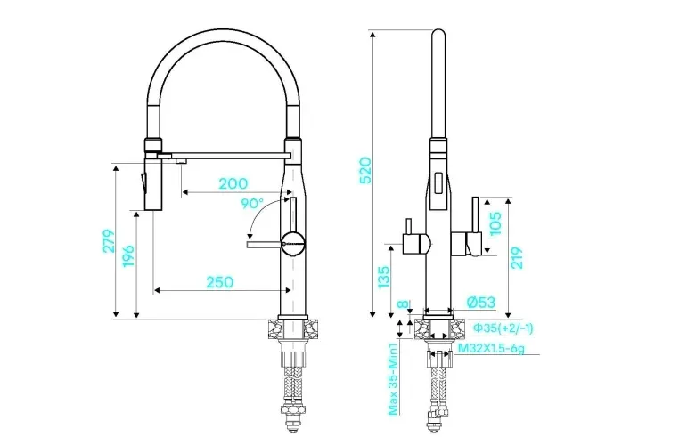 Смеситель KUCHENSTERN ELIT-FE золото