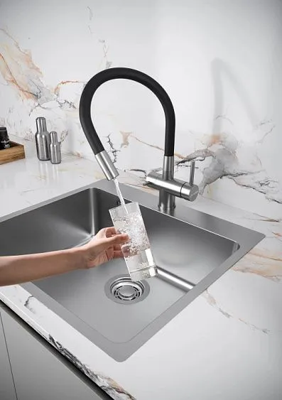 Смеситель KUCHENSTERN FLEX-FS нержавеющая сталь