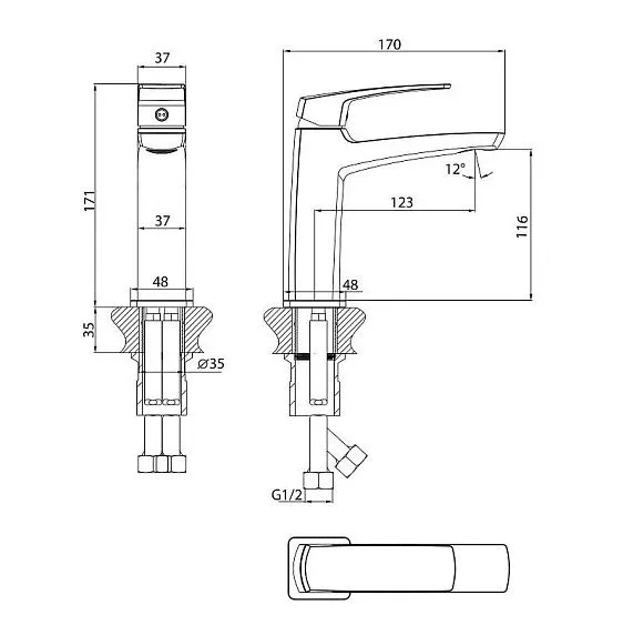 Смеситель GROSSMAN Mercury 510.K35.10.100 хром глянцевый