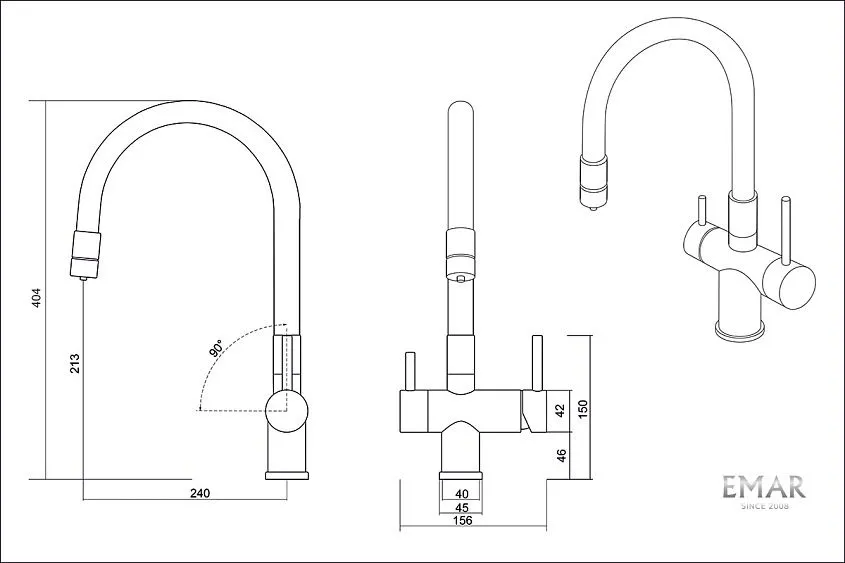 Смеситель EMAR ЕС-3015 PVD Coppery