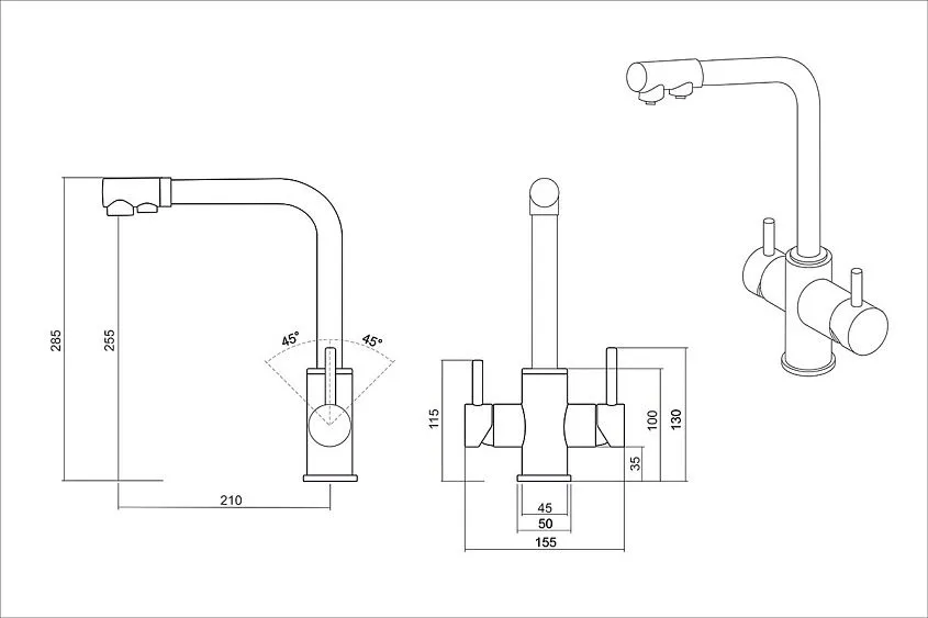 Смеситель OULIN OL-8021 Matt Gold