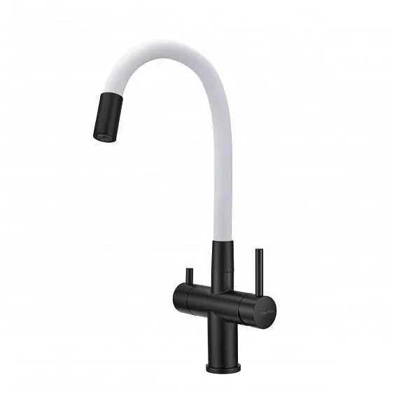 Смеситель MILACIO Ultra MCU.560.TBW Total Black/белый шланг