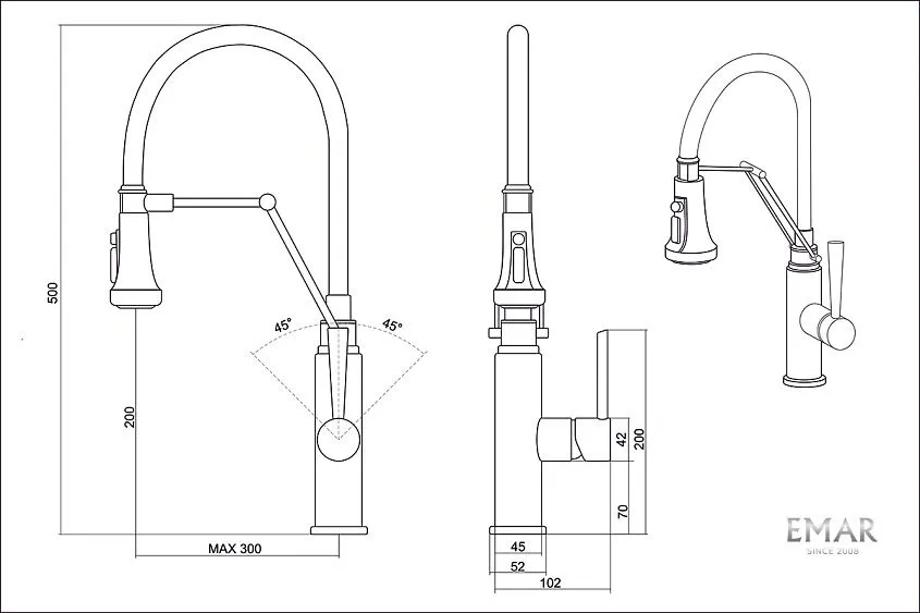 Смеситель EMAR ЕСВ-7012 black