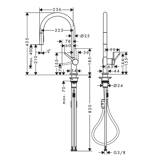 Смеситель HANSGROHE M54 Talis 210 72800000 хром