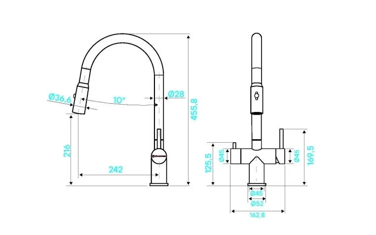 Смеситель KUCHENSTERN BRUNN-FS вороненая сталь