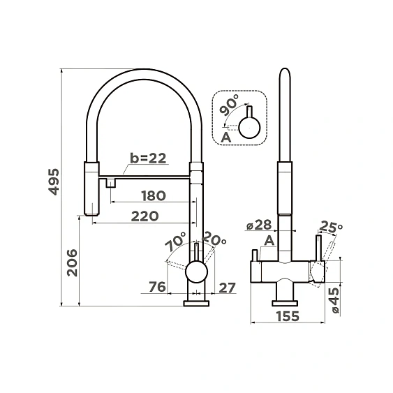 Смеситель OMOIKIRI Kanto-GM-BL (4994605)