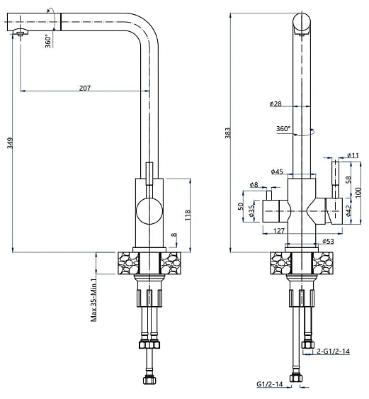 Смеситель GRANFEST GF-Z-5421 white
