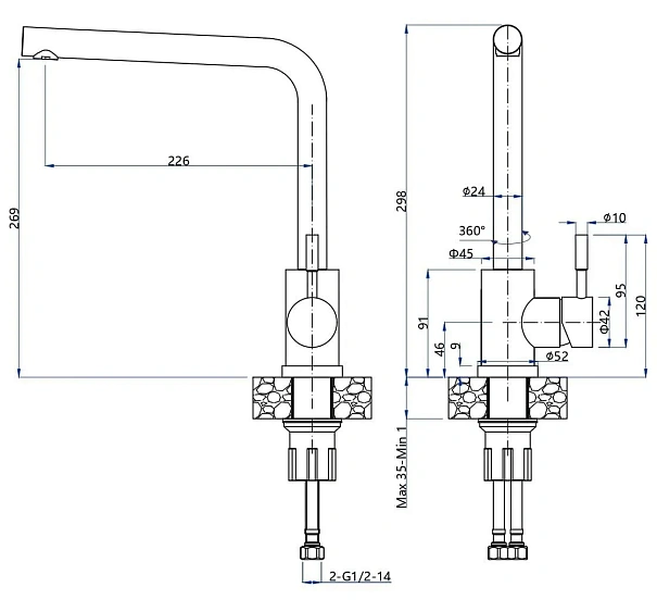 Смеситель GRANFEST GF-Z-5411 inox