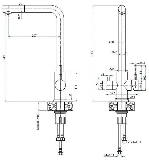 Смеситель GRANFEST GF-Z-5421 gray