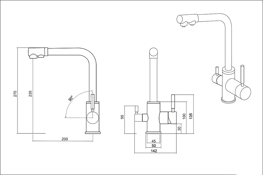 Смеситель EMAR ECB-3003N PVD Dark