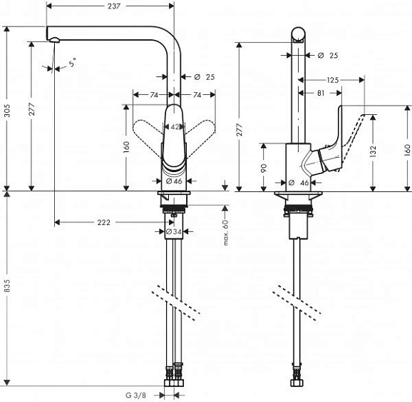 Смеситель HANSGROHE Focus 31817670 матовый черный