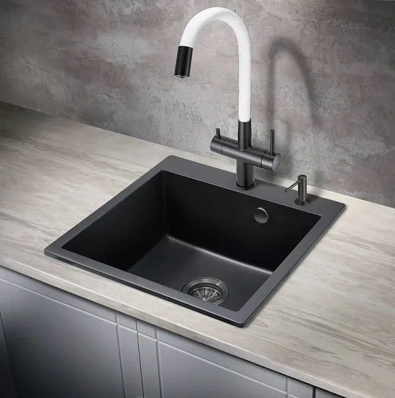 Смеситель MILACIO Ultra MCU.560.TBW Total Black/белый шланг