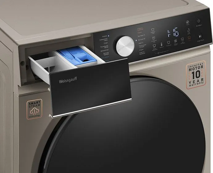 Стиральная машина WEISSGAUFF WMD 61211 D Inverter Steam Champagne