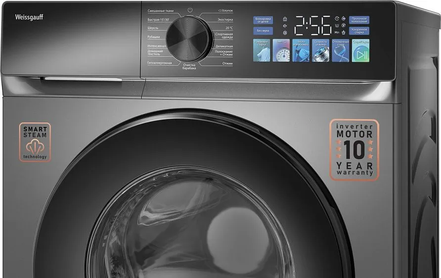 Стиральная машина WEISSGAUFF WM 45106 Color Touch Inverter Steam Dark Grey