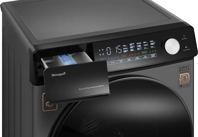 Стиральная машина WEISSGAUFF WM 45126 Steam Direct Drive Deep Grey