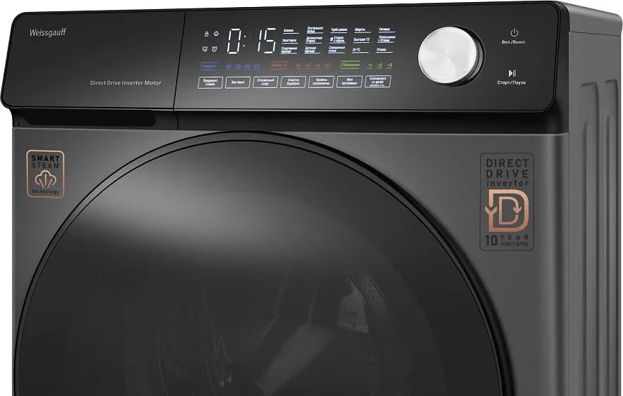 Стиральная машина WEISSGAUFF WM 45126 Steam Direct Drive Deep Grey