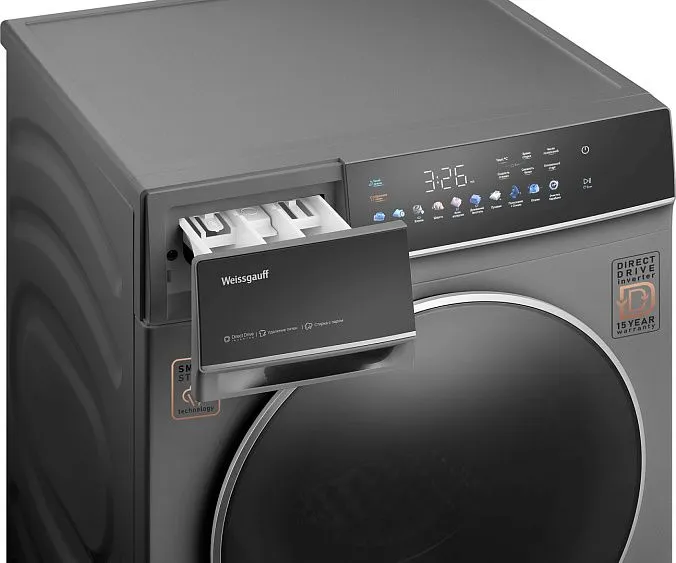 Стиральная машина WEISSGAUFF WM 62210 Direct Drive Touch Inverter Steam Grey