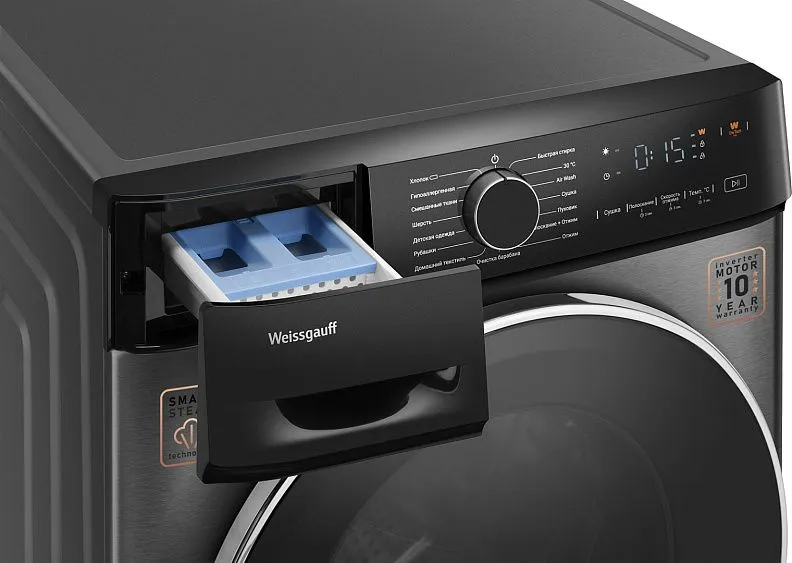 Стиральная машина WEISSGAUFF WMD 4828 Inverter Steam Grey
