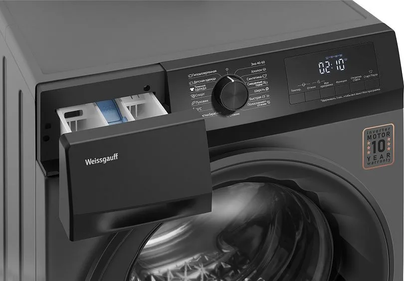 Стиральная машина WEISSGAUFF WM 4947 DC Inverter Steam Grey