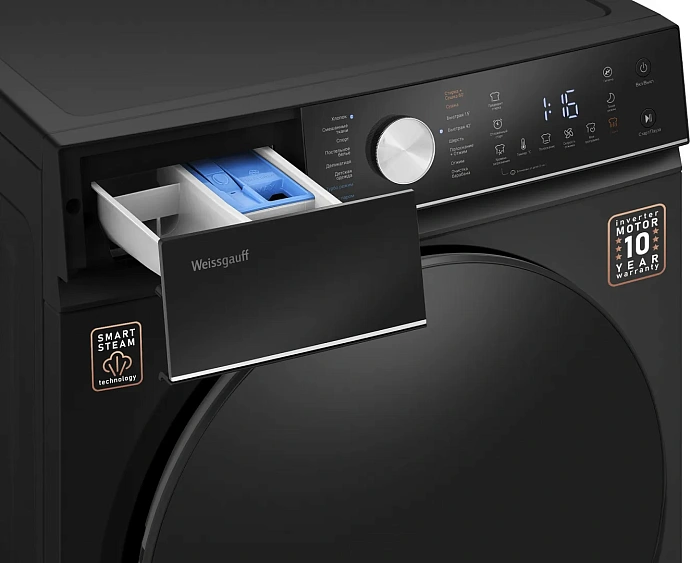 Стиральная машина WEISSGAUFF WMD 61211 D Inverter Steam Matt Black