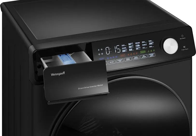 Стиральная машина WEISSGAUFF WM 45126 Steam Direct Drive Matt Black