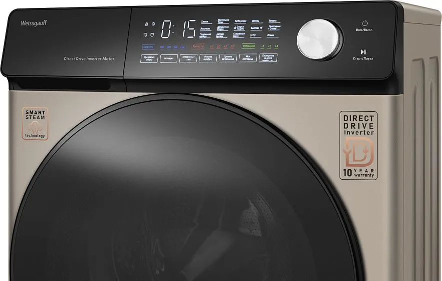 Стиральная машина WEISSGAUFF WM 45126 Steam Direct Drive Champagne