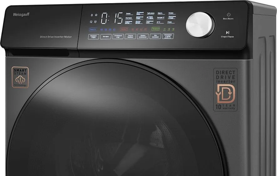 Стиральная машина WEISSGAUFF WM 45126 Steam Direct Drive Deep Grey