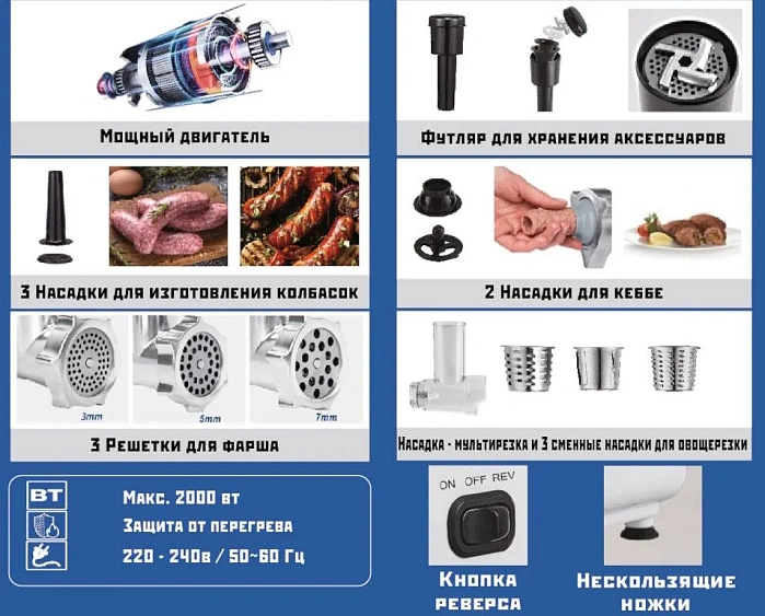 Мясорубка RENOVA MG200-R1WL