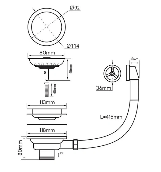 Слив-перелив PAULMARK PM6022-LG