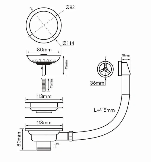 Слив-перелив PAULMARK PM6022-GM