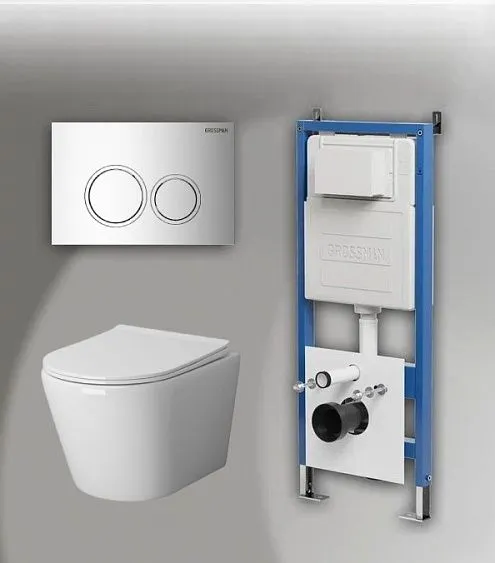 Комплект GROSSMAN инсталляция 900.K31.01.000 + клавиша смыва 700.K31.01.100.100 хром глянцевый + унитаз GR-4478S